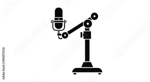 Vector illustration of microphone on adjustable boom arm stand icon