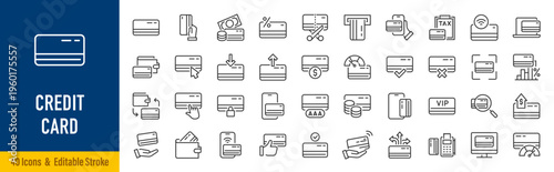 Credit Card web icons in line style. Payment, nfc, money, cash, pay pass, collection. Vector illustration.