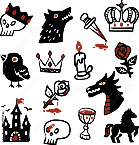 Dark Medieval Fantasy Sticker Set