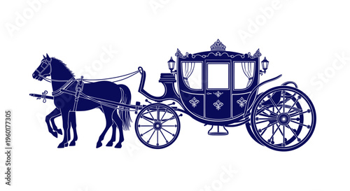 Elegant Horse-Drawn Carriage with Ornate Details