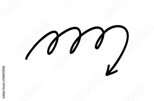 手書きペン風矢印アイコン くるくる曲線の下降ライン