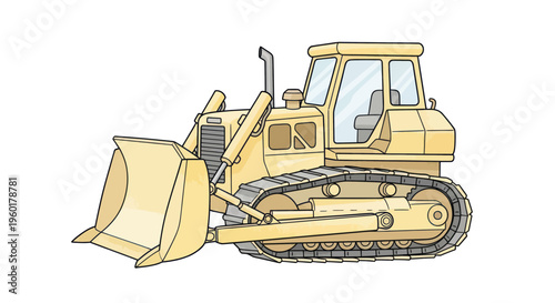 Yellow Bulldozer Illustration - Heavy Construction Machinery
