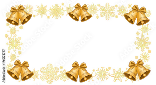 Christmas Bells and Snowflakes Border - Festive Holiday Greeting Card Frame