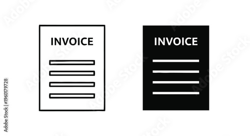Vector illustration of invoice icon set, document symbol with lines for billing and payment