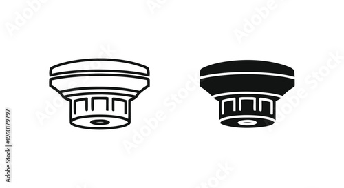 Vector illustration of smoke detector icon set, vector illustration of fire alarm sensor