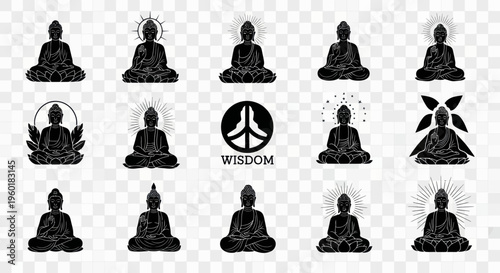 Buddha Silhouette Collection: Meditation, Wisdom, Spirituality Icons
