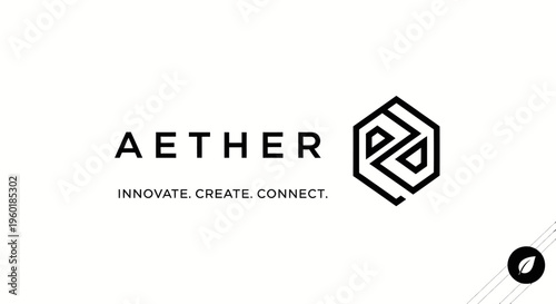 Aether Innovate Create Connect logo with abstract geometric design.