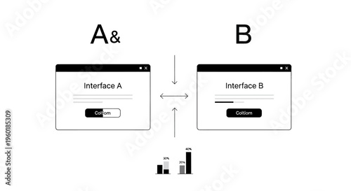 A-B Testing Concept with Interface A and Interface B Comparison.