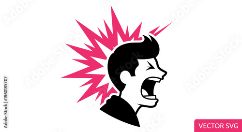 Man Screaming Angrily with Pink Explosion Symbolizing Outburst