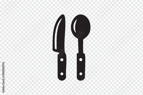 Black silhouette of a knife and spoon