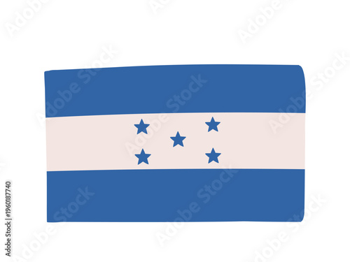 かわいいホンジュラスの国旗アイコン　手描きタッチの旗イラスト