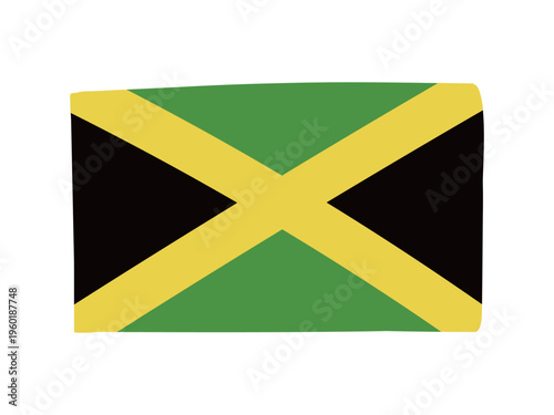 かわいいジャマイカの国旗アイコン　手描きタッチの旗イラスト
