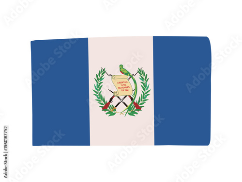 かわいいグアテマラの国旗アイコン　手描きタッチの旗イラスト