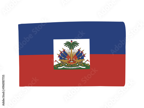 かわいいハイチの国旗アイコン　手描きタッチの旗イラスト