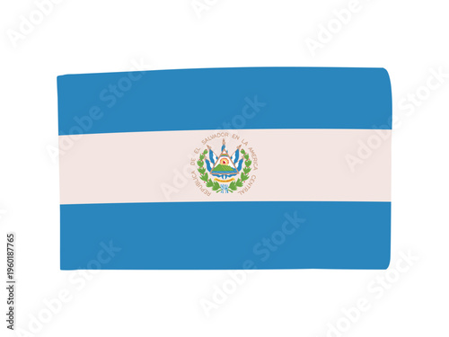 かわいいエルサルバドルの国旗アイコン　手描きタッチの旗イラスト