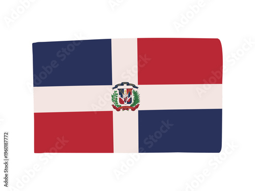 かわいいドミニカ共和国の国旗アイコン　手描きタッチの旗イラスト
