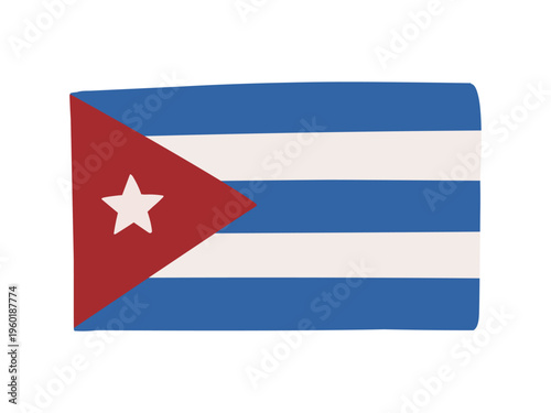 かわいいキューバの国旗アイコン　手描きタッチの旗イラスト