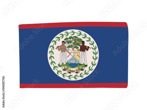 かわいいベリーズの国旗アイコン　手描きタッチの旗イラスト