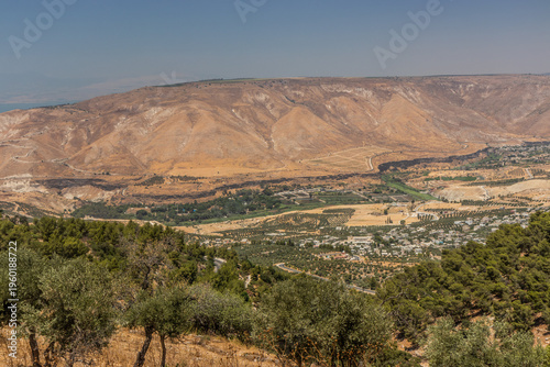 Cuadro en lienzo View of the Golan Heights from the ruins of Umm Qais, Jordan