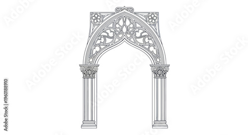 Ornate Gothic Archway with Intricate Carvings and Columns