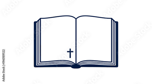 An open book with a cross in the center, symbolizing faith and knowledge