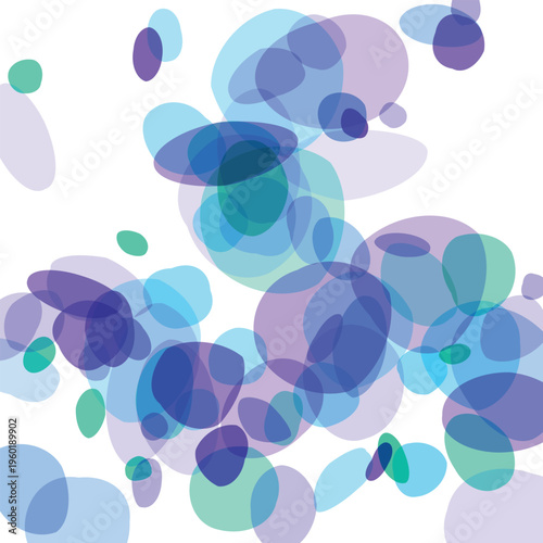 Colorful abstract composition of overlapping blue and purple circles on white background  creative graphic design element