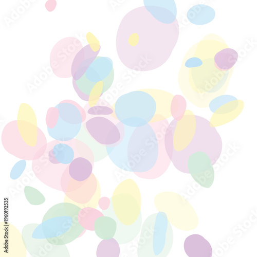 Colorful pastel circles and ovals in various sizes and shades on white background for graphic design elements
