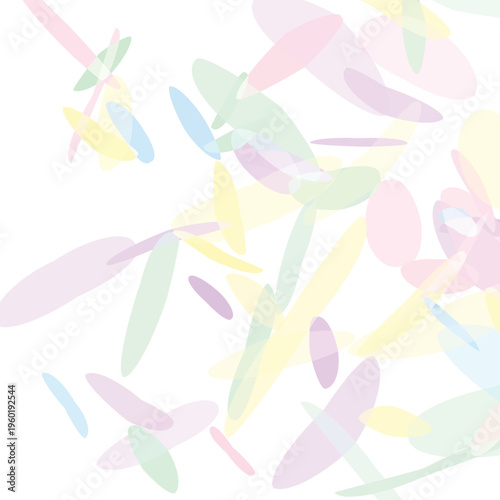 Colorful abstract shapes pastel hues scattered randomly on white background for design and decoration purposes  simple elegant artistic composition