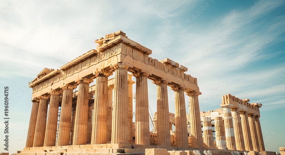 Fototapeta premium Memorial day tribute to fallen heroes at ancient greek temple