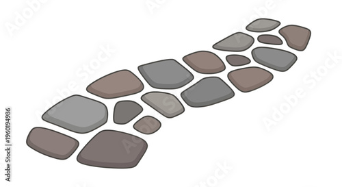 Stone path illustration, vector style graphic, garden design, landscaping element, outdoor walkway