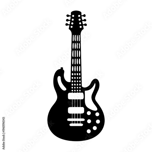 baritone guitar silhouette icon illustration for music string instrument and performance design