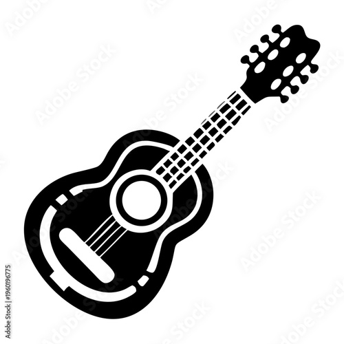 classical guitar silhouette icon illustration for music string instrument and acoustic performance design