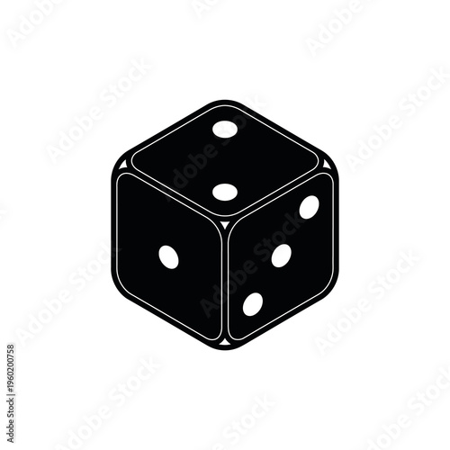 Black and White Isometric Dice Icon