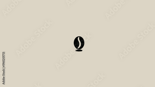 A simple, minimalist image with a black coffee bean icon at the center on a beige background