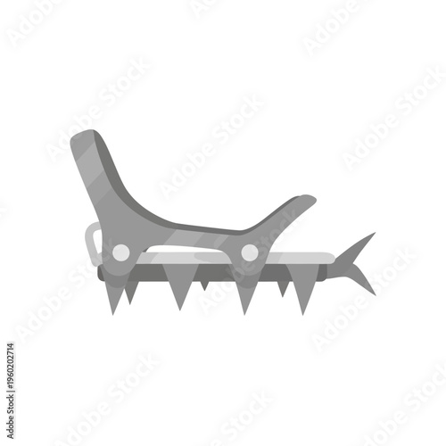 Durable metal crampon designed for ice climbing and mountaineering, providing essential grip and stability on frozen terrain and challenging snow-covered slopes