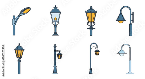 Street lamps in various designs.