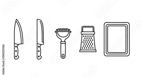 Kitchen Utensils Set Illustration on White Background.