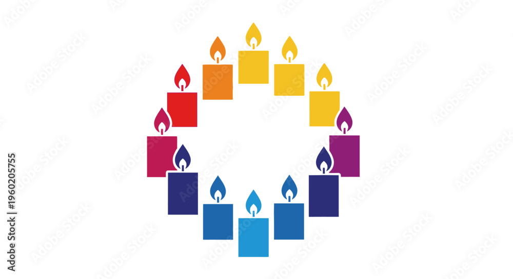 Naklejka premium Colorful Candles in a Circle Formation.