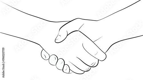 A line drawing of two hands clasped in a handshake, conveying agreement