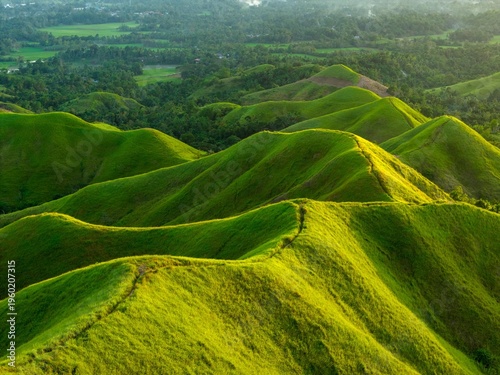 Bild auf Leinwand Aerial sunrise over Alicia Panoramic Park, Bohol