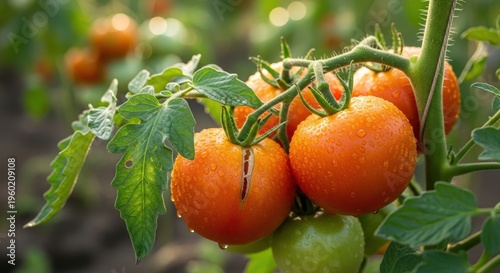 Ripe Tomatoes on the Vine - A Gardens Bounty.