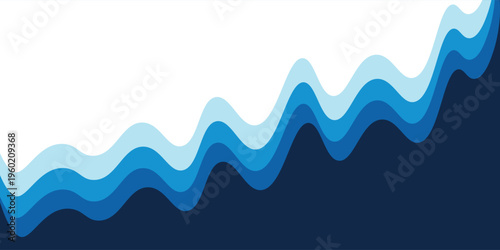 Abstract Wave Pattern with Blue Gradient Horizontal Background Design. Vector illustration