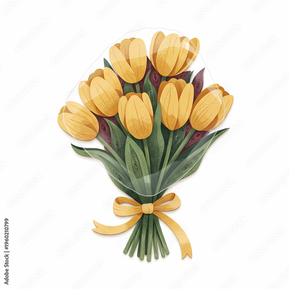 Obraz premium Bouquet of Yellow Tulip Flowers.