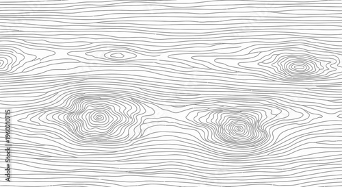 Seamless grayscale wood grain pattern with knots. Abstract monochromatic nature background. Modern vector wood texture.