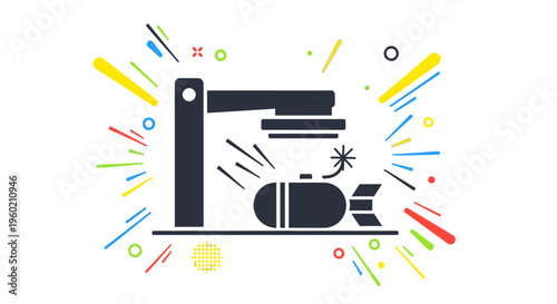 Sewing machine with colorful threads.