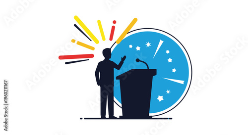 Man Speaking at a Podium Publicly.