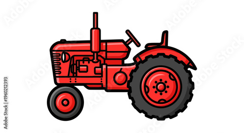 Vintage Red Tractor Illustration