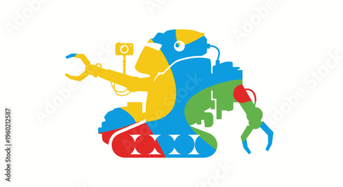 Robot with wrench and screwdriver tools.