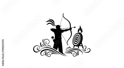 Man shooting bow and arrow target.