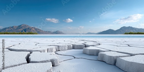 Dry Salt Lake Cracked Ground Wide Cinematic Landscape Minimal Desert Background
